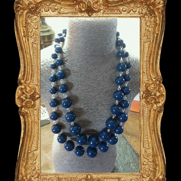 croft & barrow Jewelry Croft Barrow Blue Beads Double Chain Necklace Poshmark